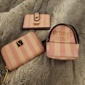 Victoria's Secret Pink Stripe Wallet and Pouch Set